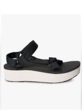 TEVA s8 platform sandals-look NEW-blk/wht-super cushy athleisure wear-retail $80